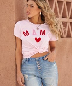 Trendsi MAMA Heart Graphic Tee Tops And Blouses