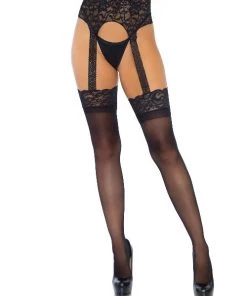 Leg Avenue Mia Opaque Garter Belt Stockings Garterbelt Stockings And Suspender Hose