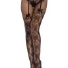 Leg Avenue Net & Lace Tights Lacey Suspender Crotchless Tights 2 Leg Avenue Net & Lace Tights Lacey Suspender Crotchless Tights