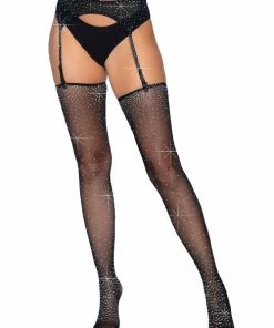 Leg Avenue Everly Rhinestone Garter Belt And Stockings Set