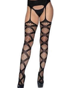 Garterbelt Stockings And Suspender Hose Leg Avenue Womens Fishnet Stockings With Attached Garter Belt