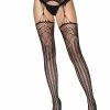 Leg Avenue Women's Deco Fishnet Stockings With Attached Garter Belt