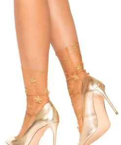 Leg Avenue Glitter Star Tulle Anklet Socks