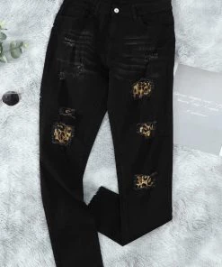 Trendsi Leopard Patch Skinny Jeans