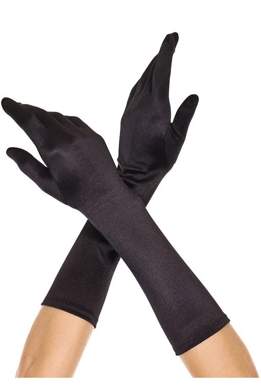 Music Legs Elbow Length Satin Gloves 7 Music Legs Elbow Length Satin Gloves