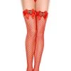Music Legs Garland And Satin Bow Spandex Diamond Net Thigh Hi Halloween And Holiday Hosiery