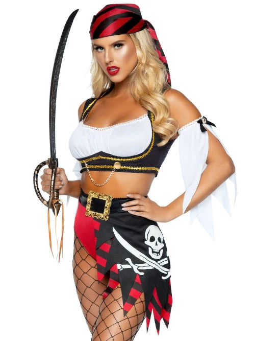 Leg Avenue 4 PC Wicked Pirate Wench Costume Ladies Pirates 4 Leg Avenue 4 PC Wicked Pirate Wench Costume Ladies Pirates