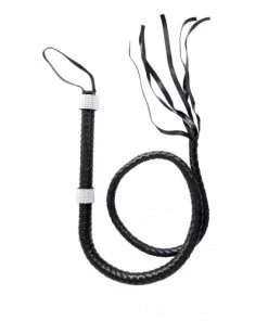 Leg Avenue 54" Braided Whip With Rhinestone Look Handle