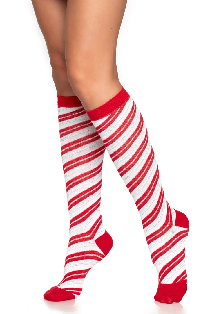 Leg Avenue Krystal Candy Cane Knee Socks Halloween And Holiday Hosiery 3 Leg Avenue Krystal Candy Cane Knee Socks Halloween And Holiday Hosiery