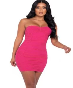 Roma Tube Ruched Mesh Mini Dress
