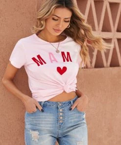 Trendsi MAMA Heart Graphic Tee Tops And Blouses