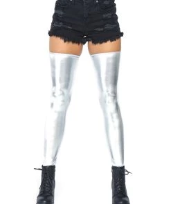 Leg Avenue Wet Look Thigh Highs Sheer And Opaque Thigh Highs
