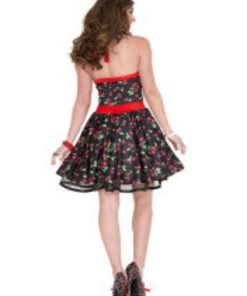 Music Legs Retro Sexy Women Cherry Dress Costume Oldies Time Period