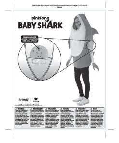 Rubies Mens Licensed Costumes Adult Baby Shark Baby Shark Costume