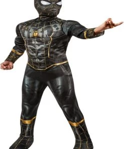 Rubies Kids Licensed Costumes Kids Spider-Man V2 Deluxe Black/Gold (Inside Out) Costume – Spider-Man: No Way Home