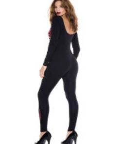Music Legs Skeleton Red Print Catsuit Women Costume