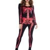 Music Legs Skeleton Red Print Catsuit Women Costume 1 Music Legs Skeleton Red Print Catsuit Women Costume