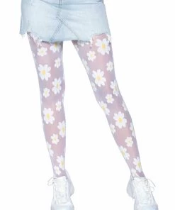 Sheer Opaque Tights Leg Avenue Women's Woven Daisy Sheer Tights