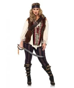 Leg Avenues Ladies Pirates Plus Captain Blackheart Pirate Costume