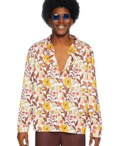 Leg Avenue Men's 70s Costume Floral Shirt Oldies Time Period