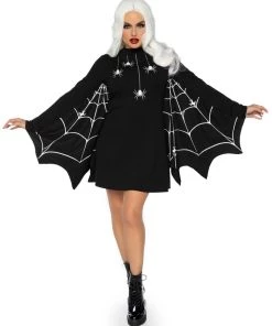 Leg Avenue Jersey Spider Dress With Scalloped Web Wing Sleeve