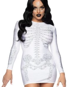 Leg Avenue Spandex Rhinestone Skeleton Dress Spooky