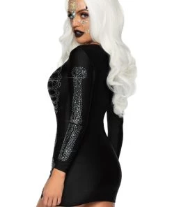 Leg Avenue Spandex Rhinestone Skeleton Dress Spooky