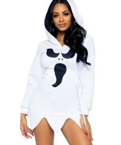 Leg Avenue Design Your Own Costumes Ghost Fleece Hoodie Dress.