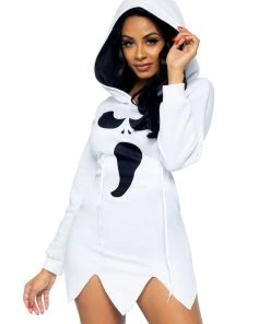 Leg Avenue Design Your Own Costumes Ghost Fleece Hoodie Dress.