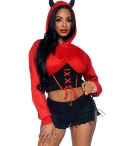 Leg Avenue Devil Cropped Hoodie Witches Vampire And Devils