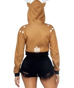 Leg Avenue Fawn Cropped Hoodie With Antler Animals