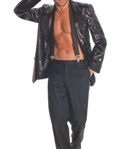 Rubies Costume Oldies Time Period Mens Black Sequin Jacket.