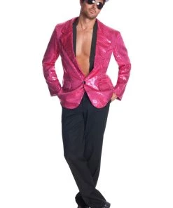 Rubies Mens Pink Sequin Jacket Oldies Time Period