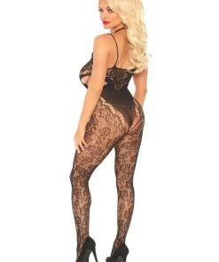 Leg Avenue Cami Garters And Bodystockings Love Sign Lace Bodystocking