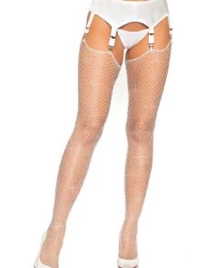 Leg Avenue Embellished Collection Sandra Rhinestone Fishnet Stockings