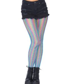 Leg Avenue Net & Lace Tights Nova Rainbow Striped Fishnet Tights