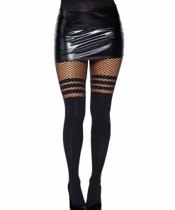 Leg Avenue Net & Lace Tights Ada Tights With Fishnet Accent