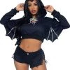 Leg Avenue Bat Cropped Hoodie With Wings
