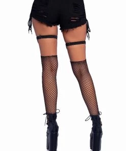 Leg Avenue Bat O-ring Studded Thigh High Garter Suspender With Chain Detail Festival & Rave
