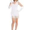 Music Legs Charming White Flapper Costume Oldies Time Period