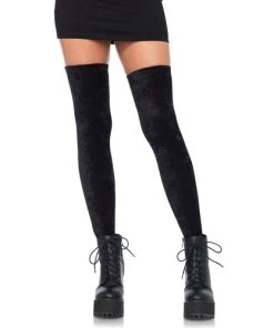 Leg Avenue Crushed Velvet Thigh Highs Sheer And Opaque Thigh Highs