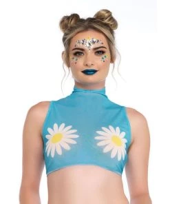 Leg Avenue Daisy Hippie Mesh Crop Top Festival & Rave