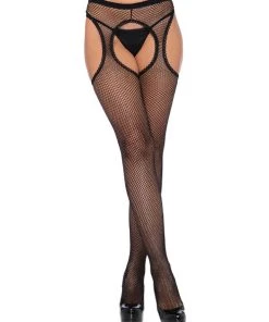 Leg Avenue Garterbelt Stockings And Suspender Hose Dawn Fishnet Suspender Hose
