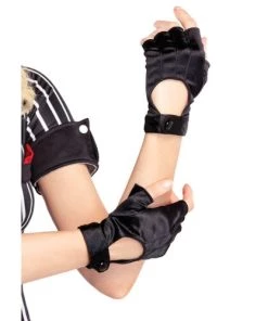 Leg Avenue Fingerless Motorcycle Gloves With Velcro Strap