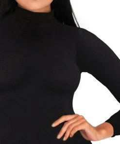 Leg Avenue Teddy And Bodysuits High Neck 3/4 Sleeve Bodysuit With Snap Crotch