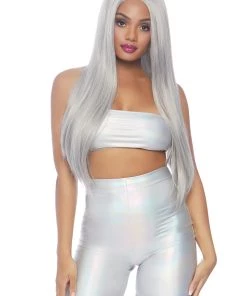 Leg Avenue Holographic Bandeau And Shorts Set Festival & Rave
