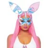 Leg Avenue Holographic Vinyl Bunny Ear Harness Mask