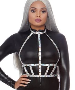 Leg Avenue Iridescent Studded Body Harness