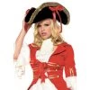Leg Avenue Pirate Hat With Thick Gold Trim And Satin Ribbons