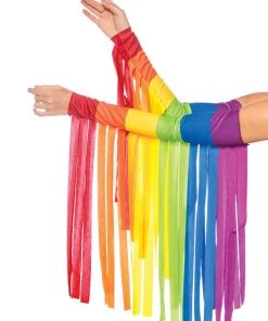 Leg Avenue Rainbow Fringe Arm Pieces Festival Accessory Gloves & Arm Warmers